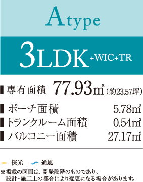 A type 77.93m² 3LDK+WIC+TR
